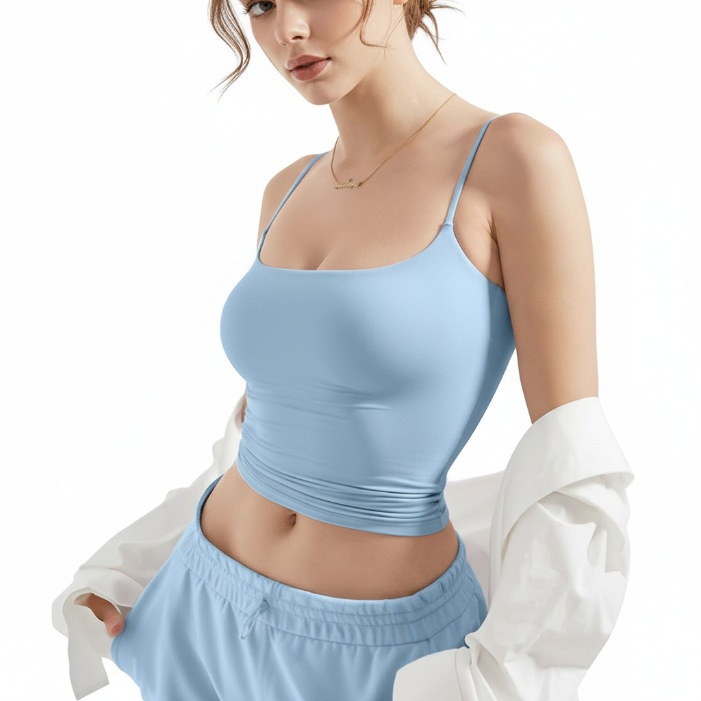 Double Lined Tank Top With Adjustable Straps For Women