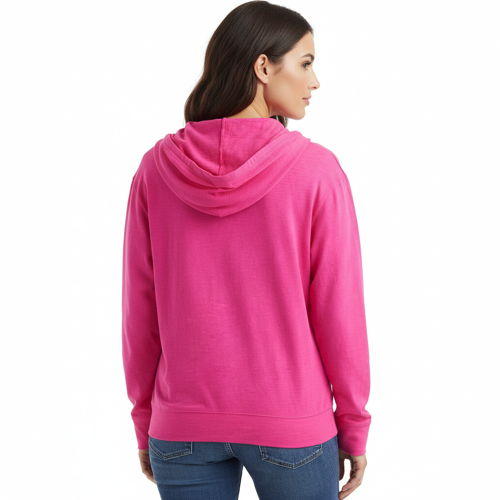 Casual Hoodie With Full Zip And Pockets For Women