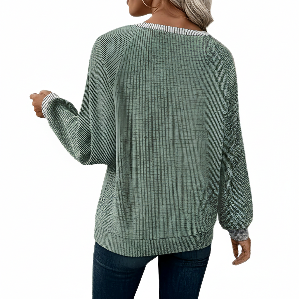 Long Sleeve Shirts With Patchwork Button Detail For Women