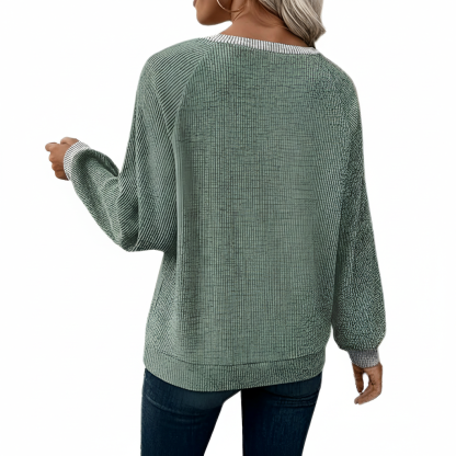 Long Sleeve Shirts With Patchwork Button Detail For Women