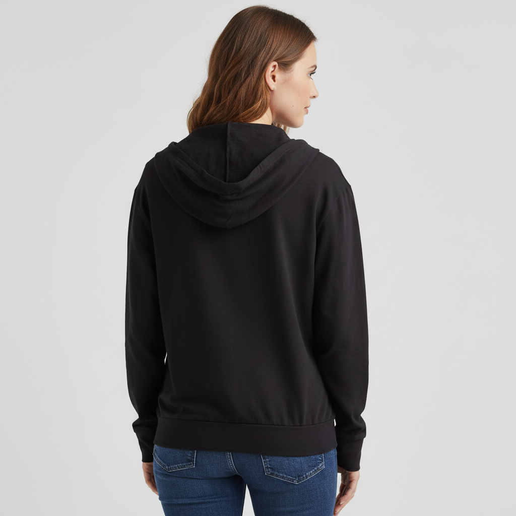 Casual Hoodie With Full Zip And Pockets For Women