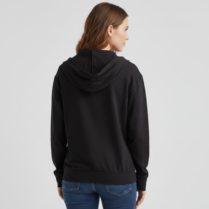 Casual Hoodie With Full Zip And Pockets For Women