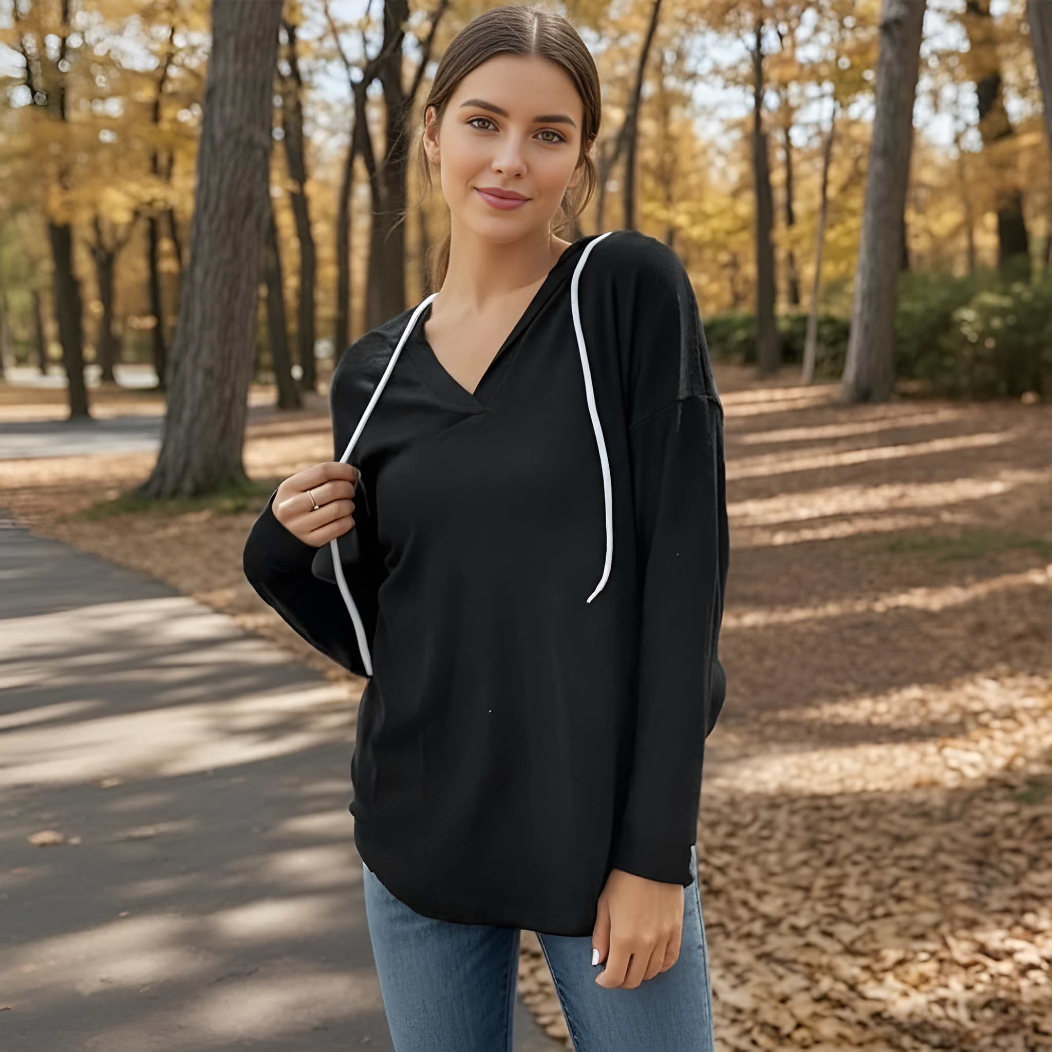 Casual Hoodie Sweatshirt For Women With Long Sleeves
