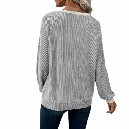 Long Sleeve Shirts With Patchwork Button Detail For Women