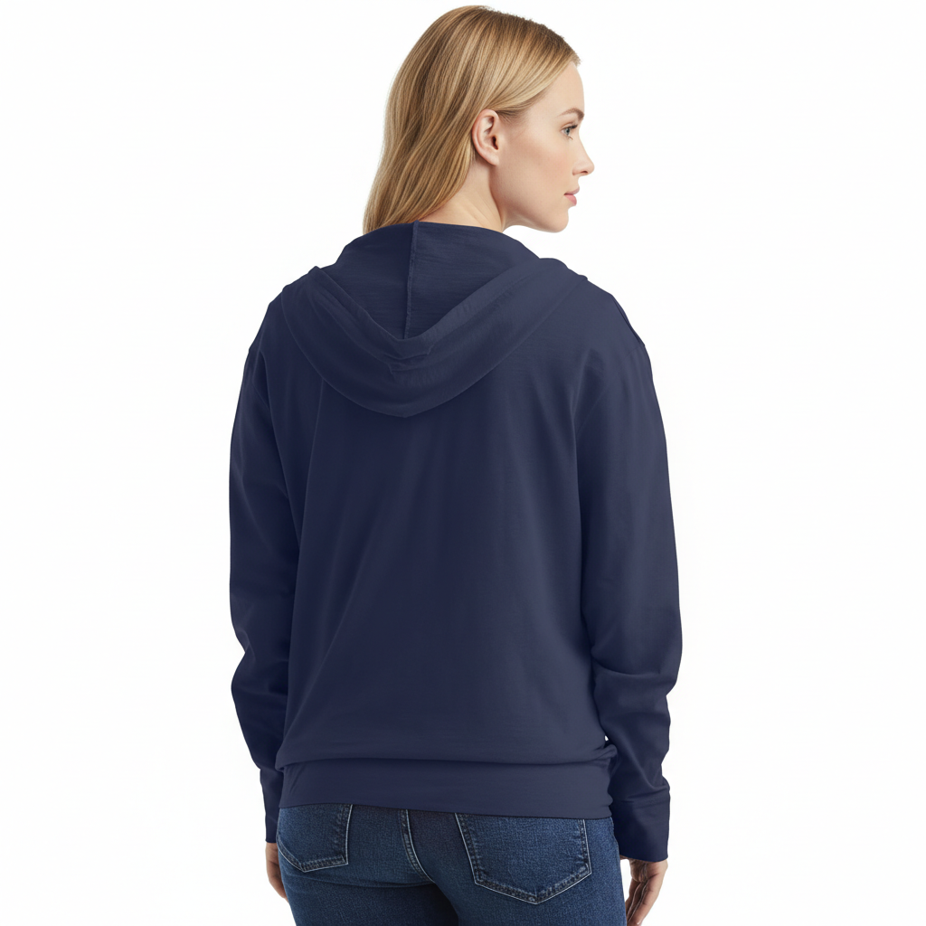 Casual Hoodie With Full Zip And Pockets For Women