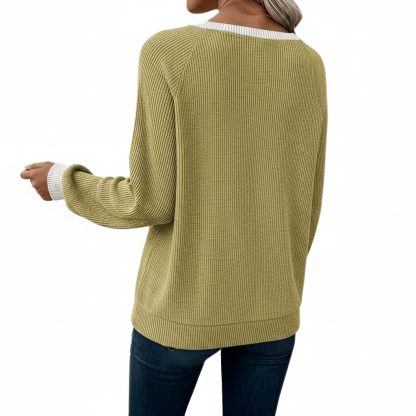 Long Sleeve Shirts With Patchwork Button Detail For Women