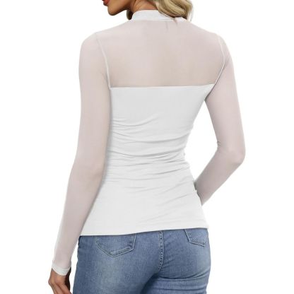 Mesh Long Sleeve Shirts Fashion Clothing Turtle Necks