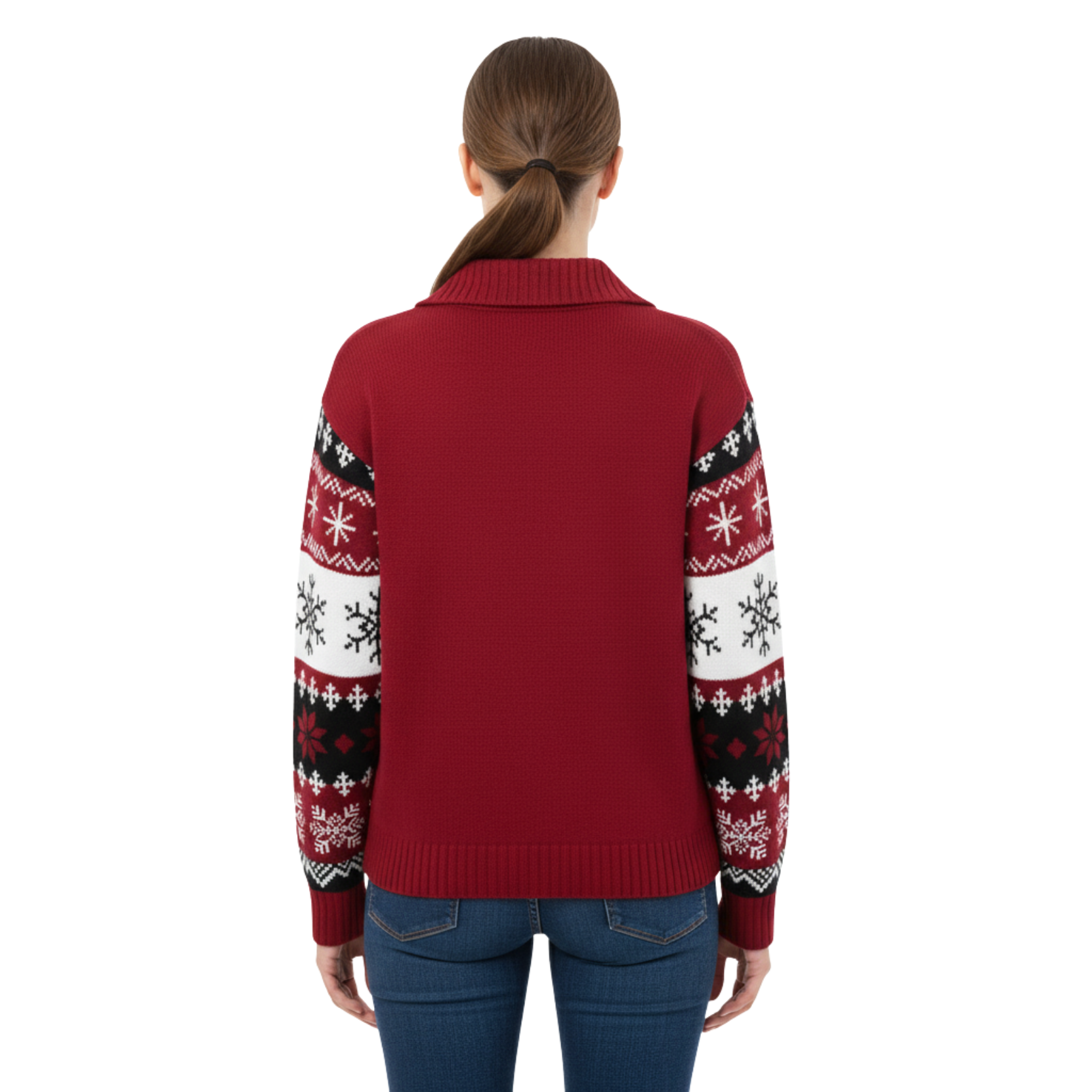 Women Zipper Knitted Christmas Ugly Sweater