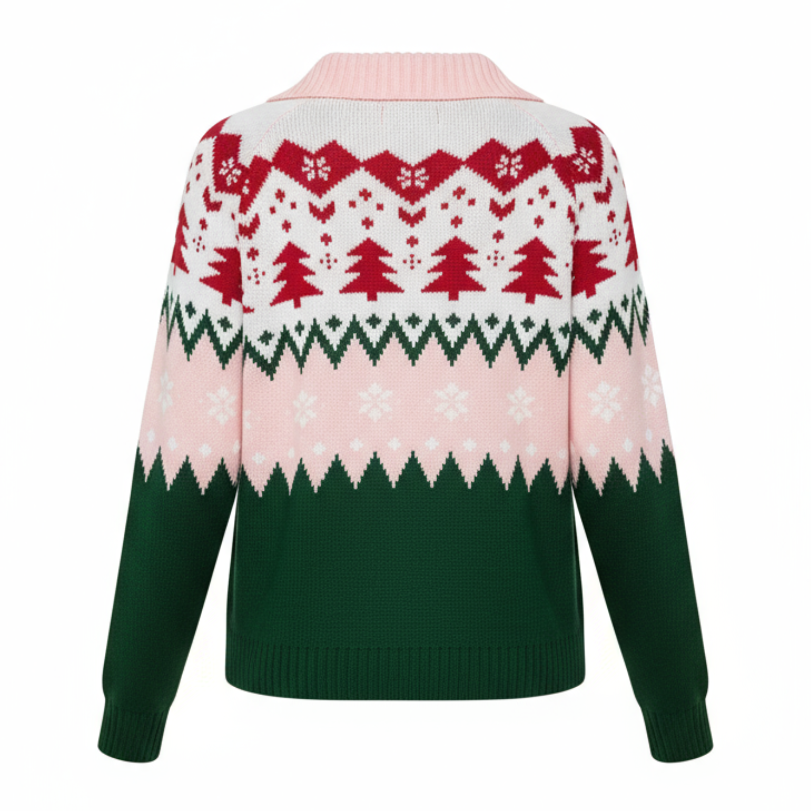 Women Zipper Knitted Christmas Ugly Sweater