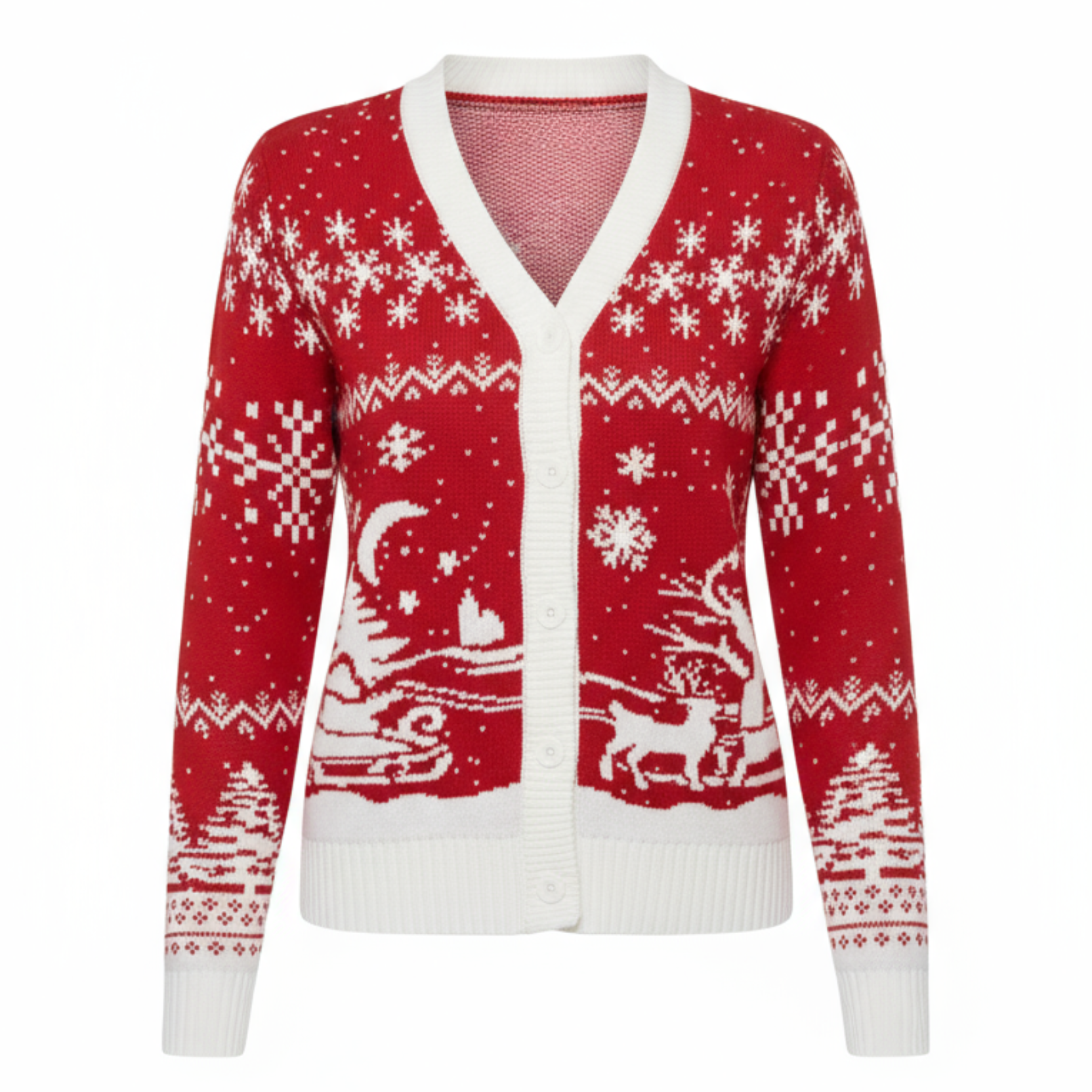 Women Zipper Knitted Christmas Ugly Sweater