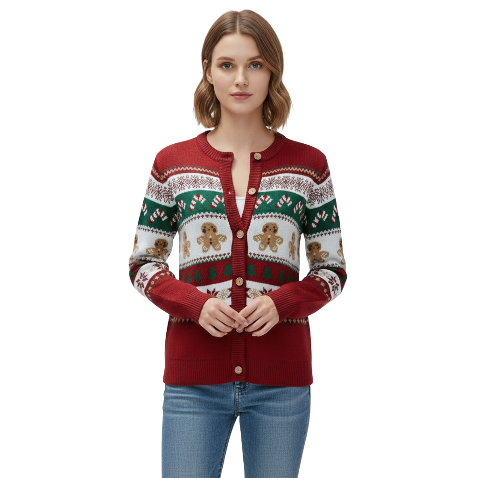 Women Zipper Knitted Christmas Ugly Sweater