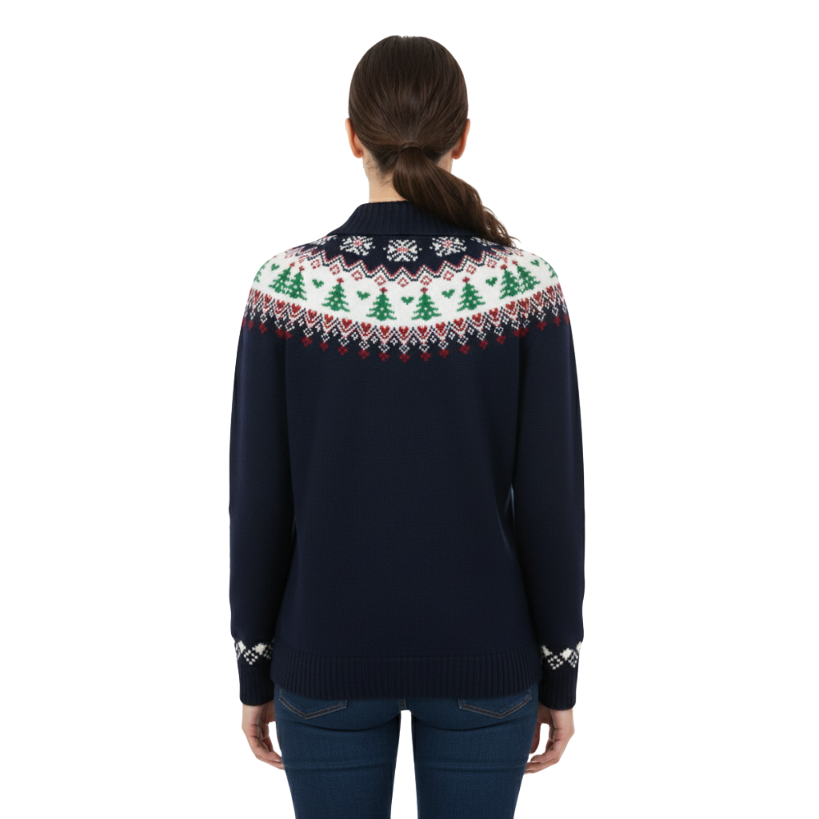 Women Zipper Knitted Christmas Ugly Sweater