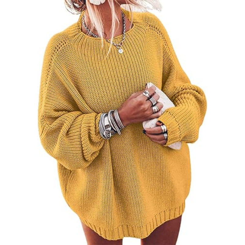Womens Oversized Batwing Sleeve Mock Neck Pullover Sweater