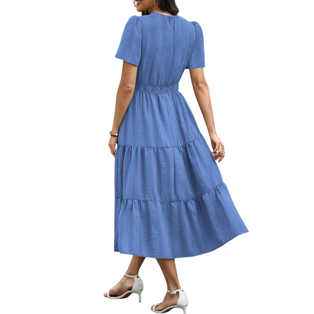 Casual And Short Sleeve V Neck Midi Maxi For Women