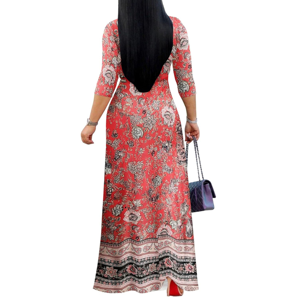 Casual And Summer V Neck Maxi Dress Pockets For Women
