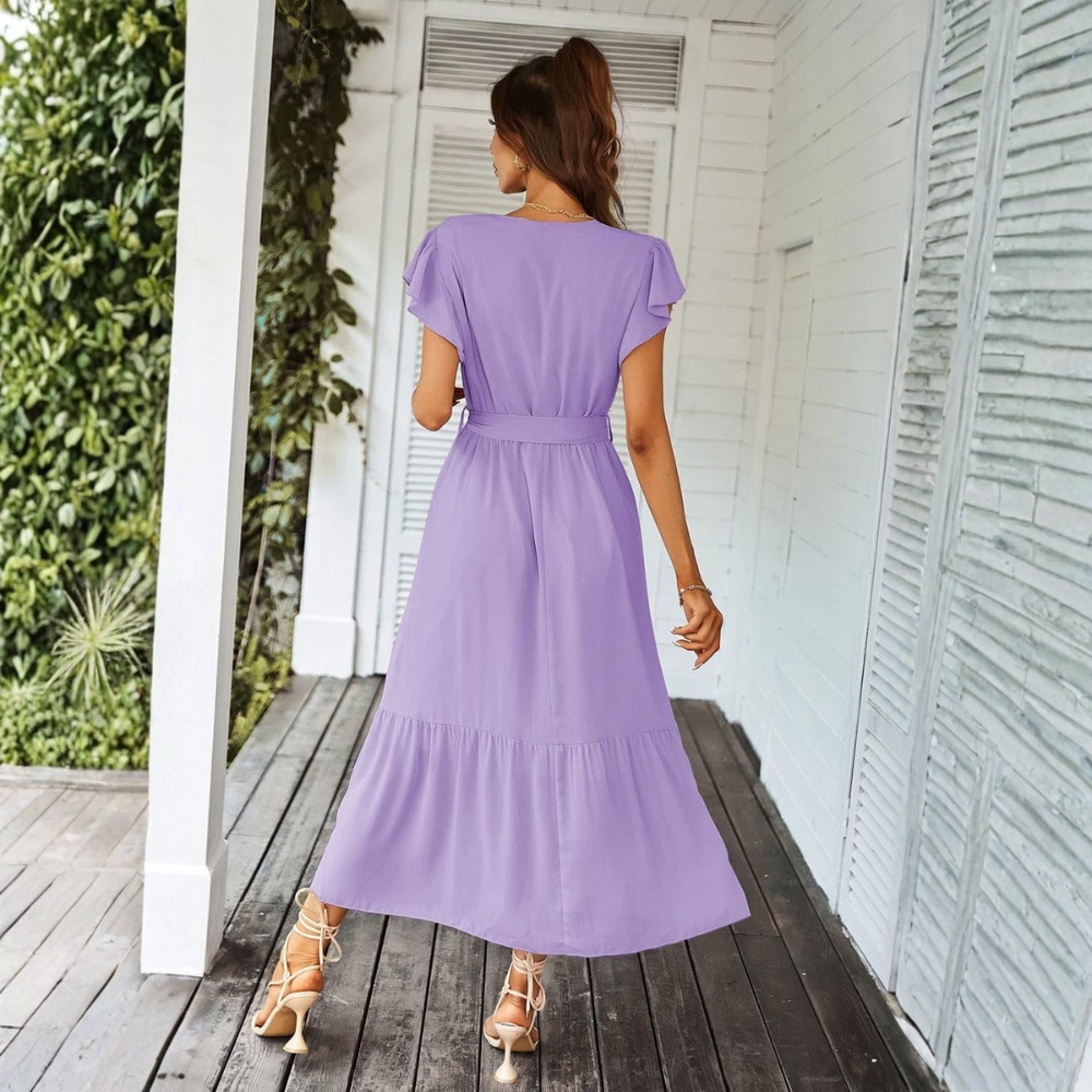 Floral And Boho Wrap Ruffle Maxi Dress V For Women