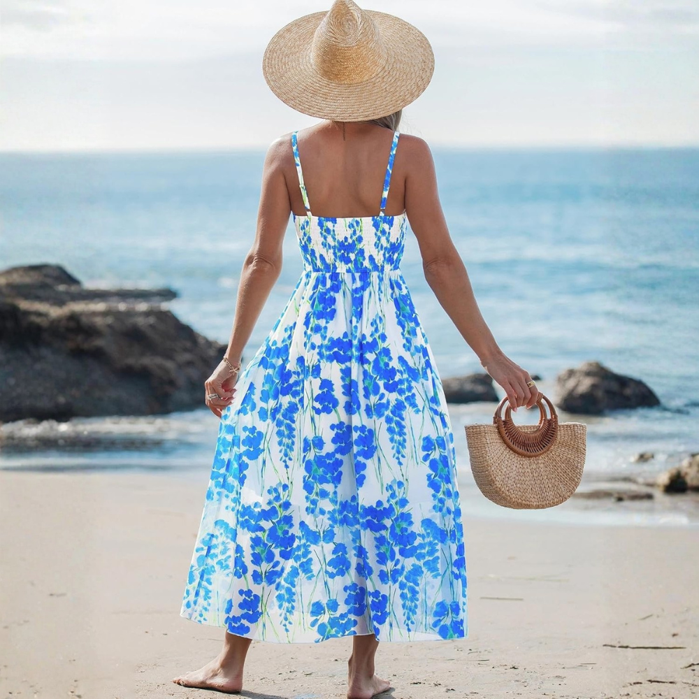 Summer Beach Boho Casual Spaghetti Strap Maxi Dress For Women