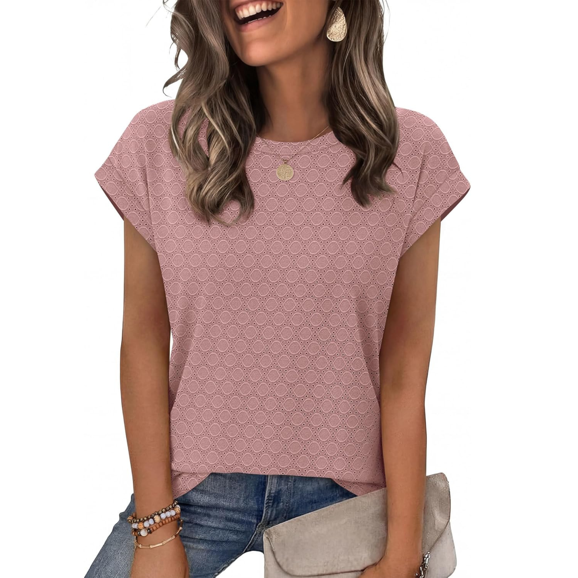Womens Summer Tops Short Sleeve Shirts Crew Neck Tshirt Cute Trendy Tunic Blouses
