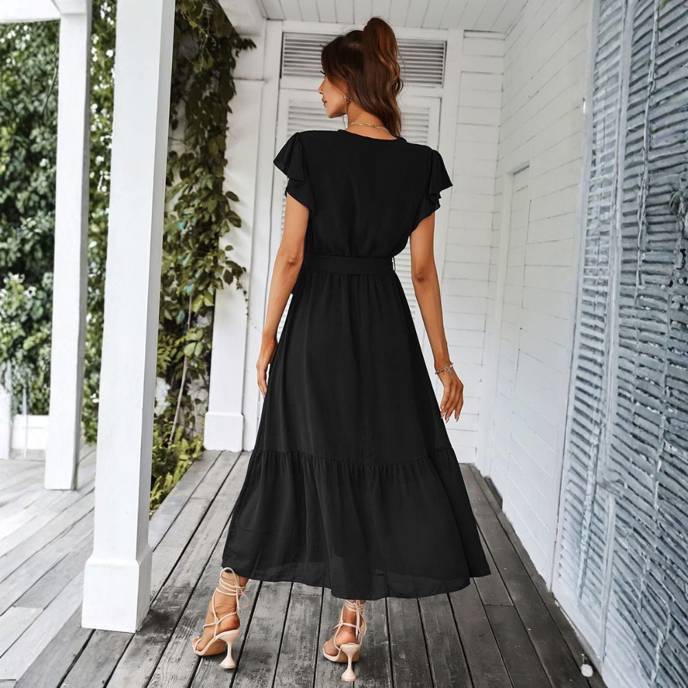 Floral And Boho Wrap Ruffle Maxi Dress V For Women