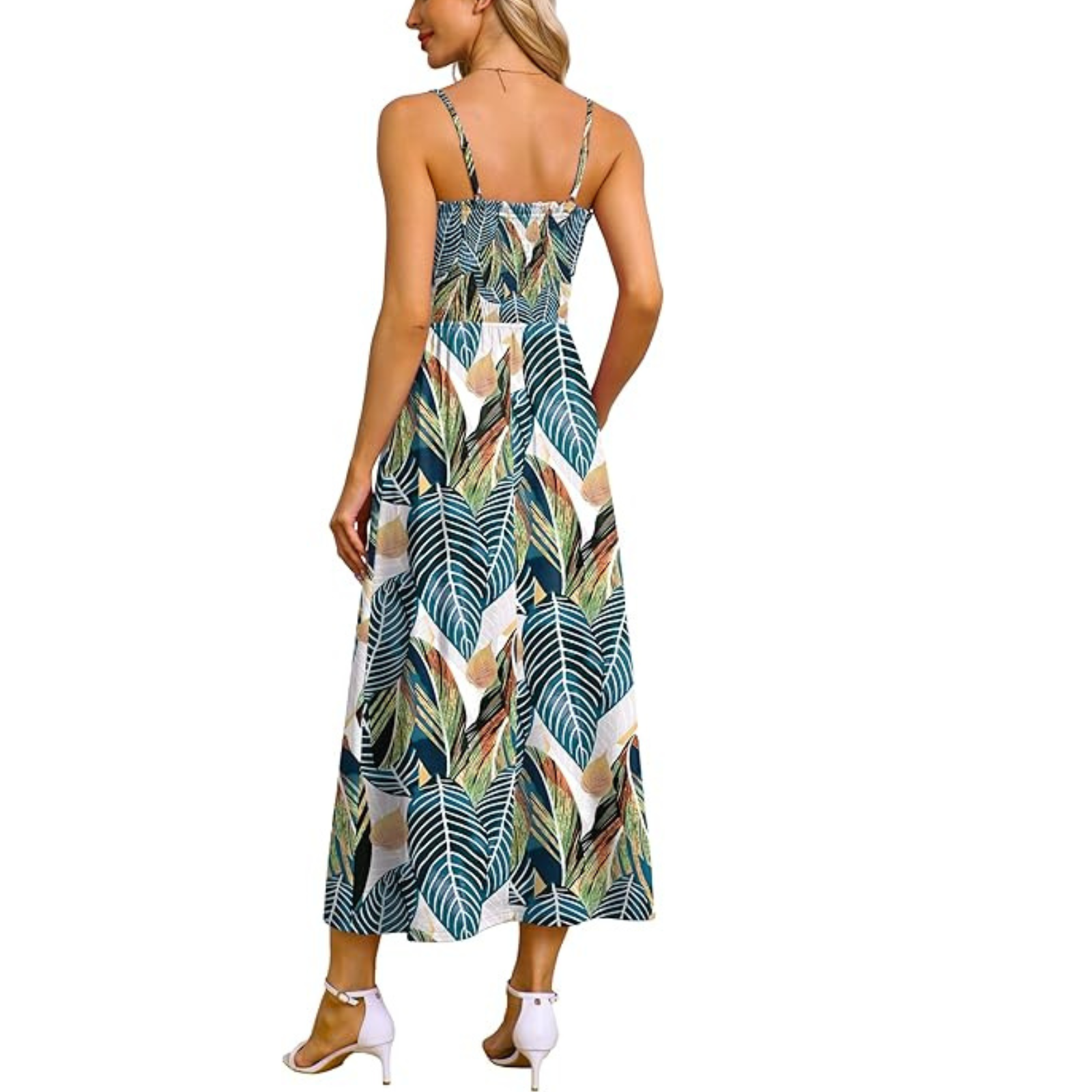 Summer Spring Casual Boho Beach Spaghetti Smocked Maxi For Women