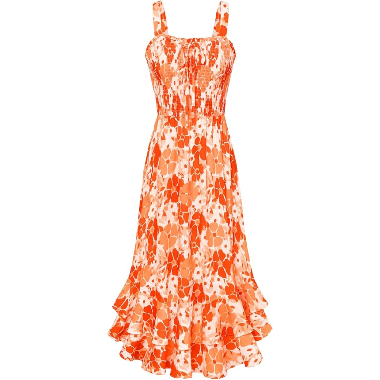 Floral Boho Maxi Dress With Strappy Design And Swing Style For Women