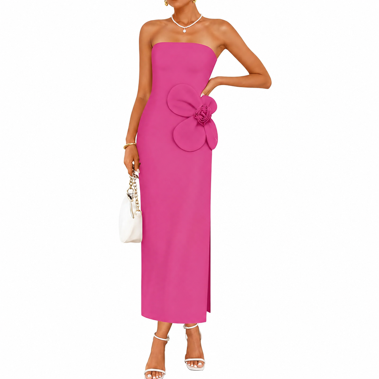 Summer And Strapless Ribbed Bodycon Floral Backless Cocktail For Women