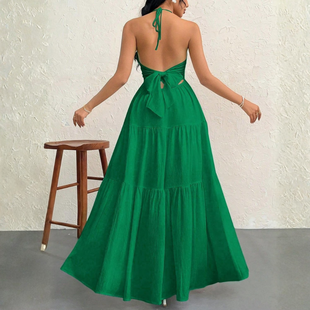 Summer And Beach Halter V Neck Casual Maxi For Women