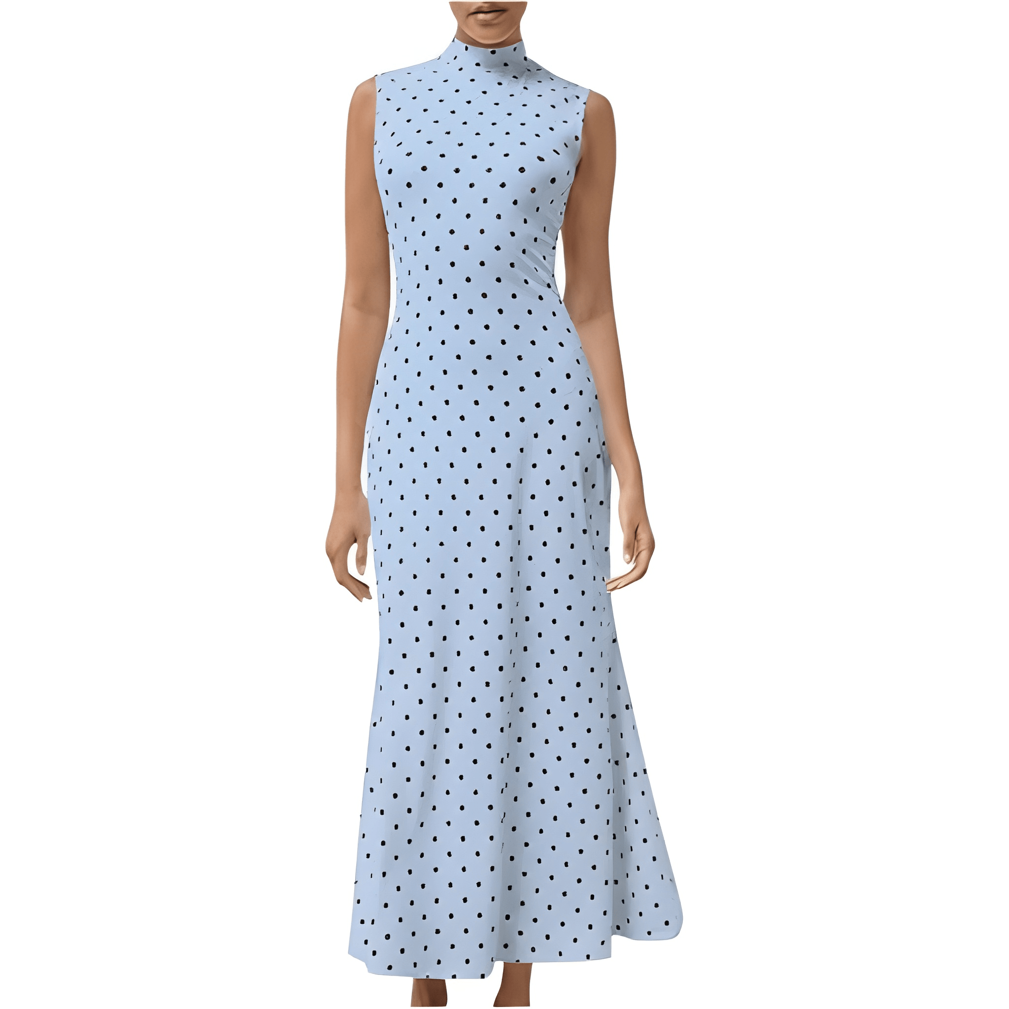 Vintage Themed Sleeveless Polka Dots Maxi Dresses For Women
