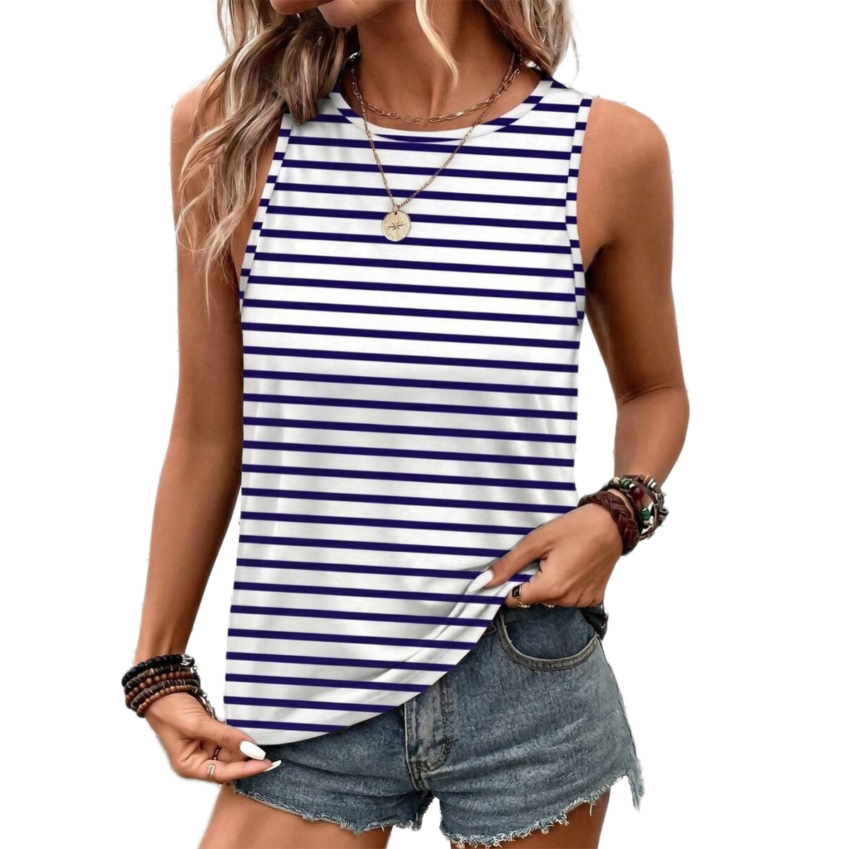 Casual Minimalist Crew Style Tank Top For Women