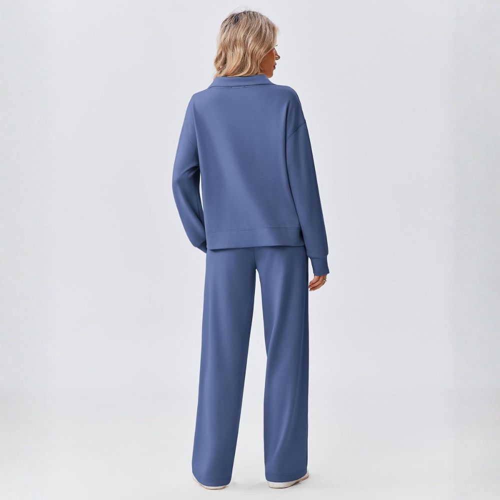  2 Piece Sets for Women 1/2 Zip Sweatsuit Loose Fit Straight Leg Pants