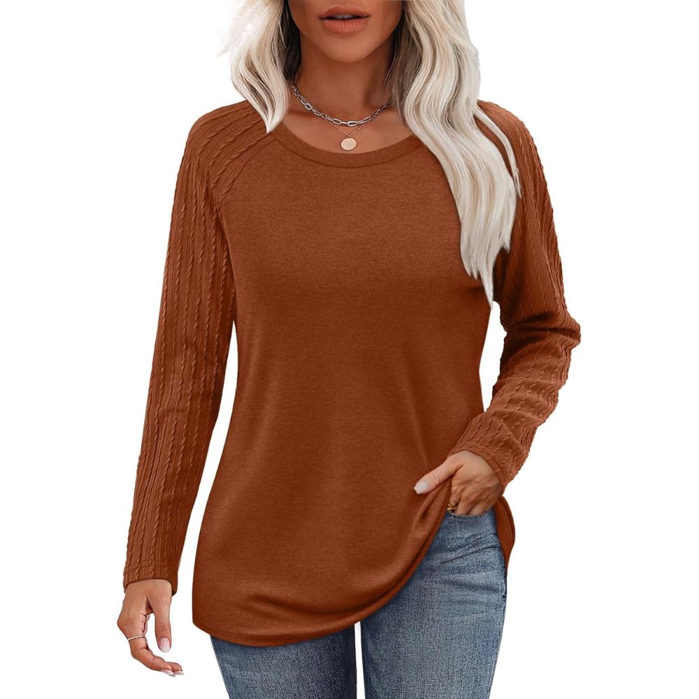 Long Sleeve Shirts for Women's Crewneck Oversized Sweatshirt Tunic Tops