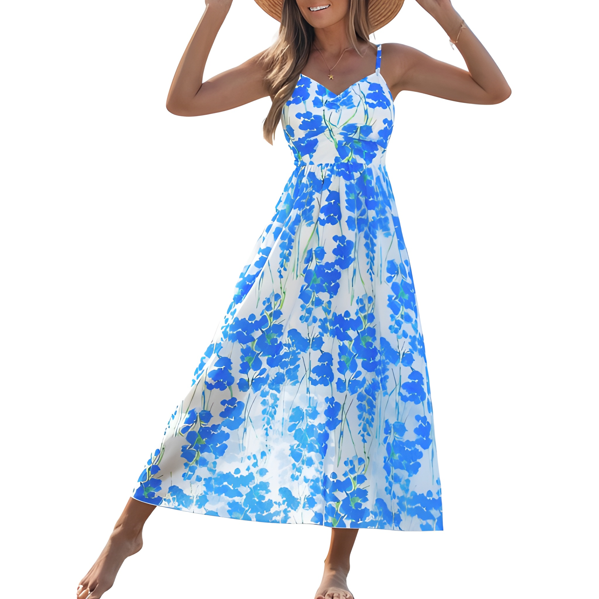 Summer Beach Boho Casual Spaghetti Strap Maxi Dress For Women