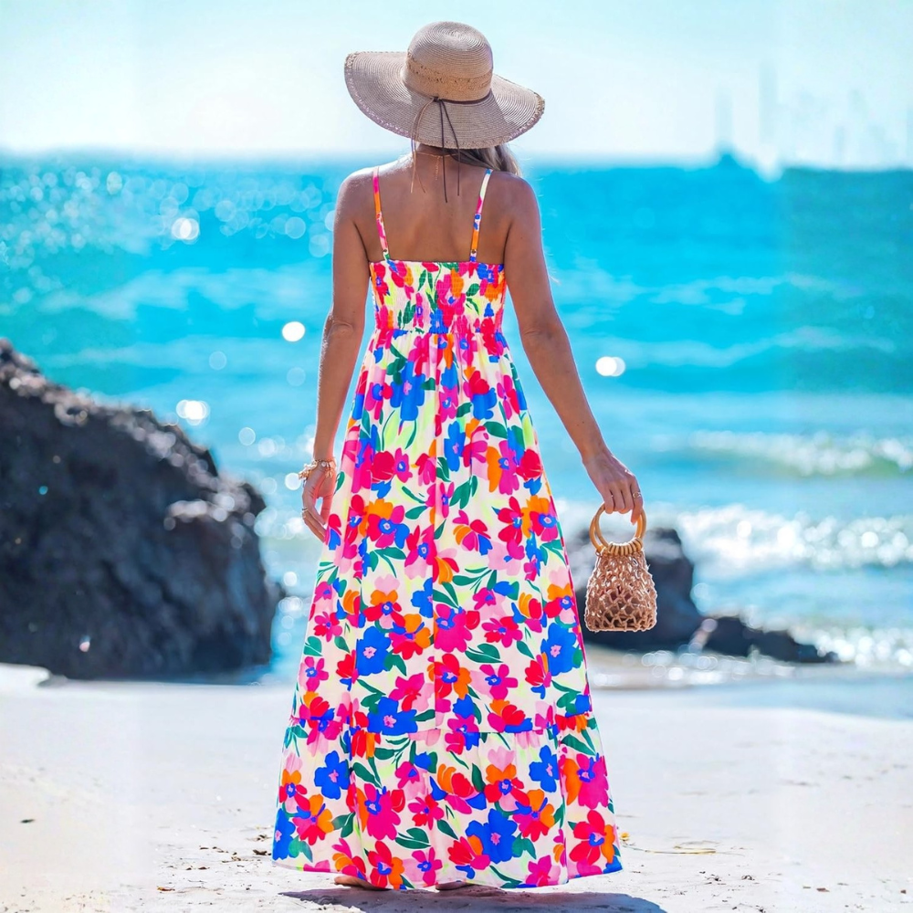 Summer Beach Boho Casual Spaghetti Strap Maxi Dress For Women