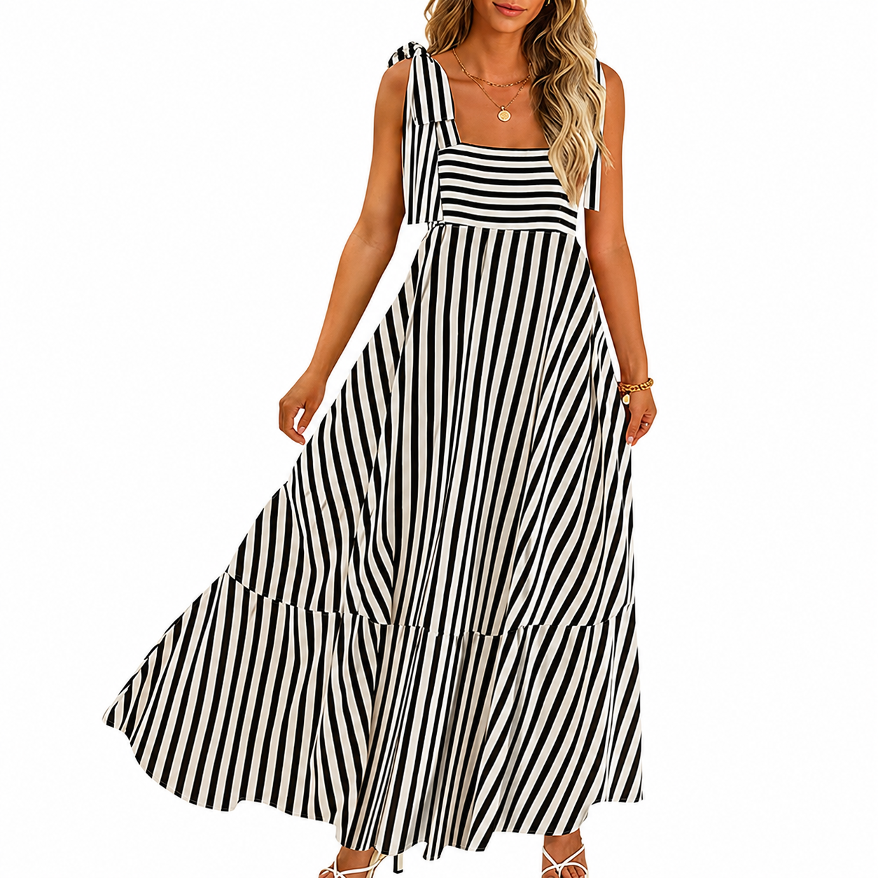 Summer Boho Casual Maxi Dress With Spaghetti Straps For Women