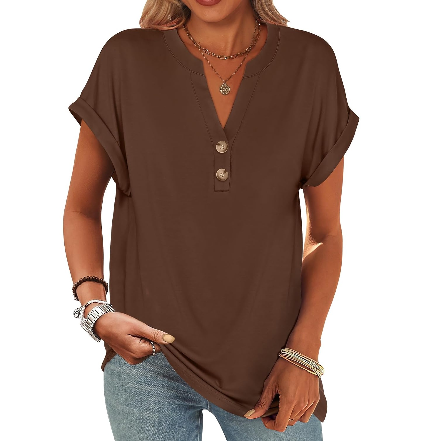Summer Henley Casual Top For Women 