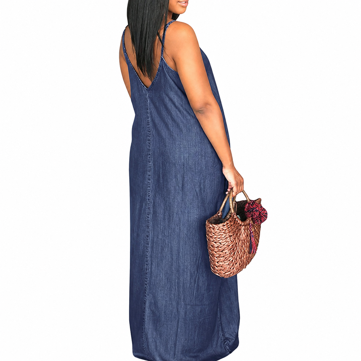 Summer Casual Loose Spaghetti Strap V Maxi Dress For Women
