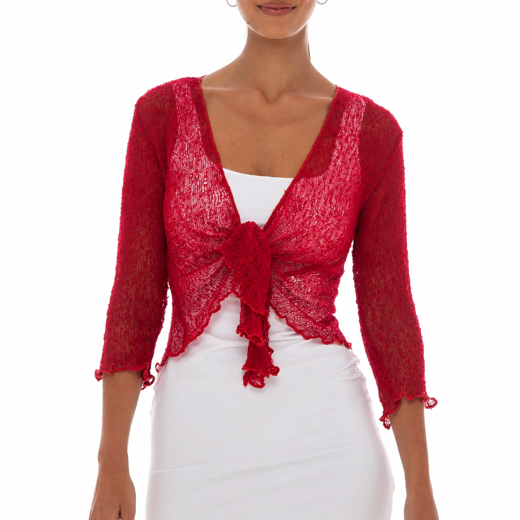 Lightweight Sheer Knit Tie-Front Cardigan for Women