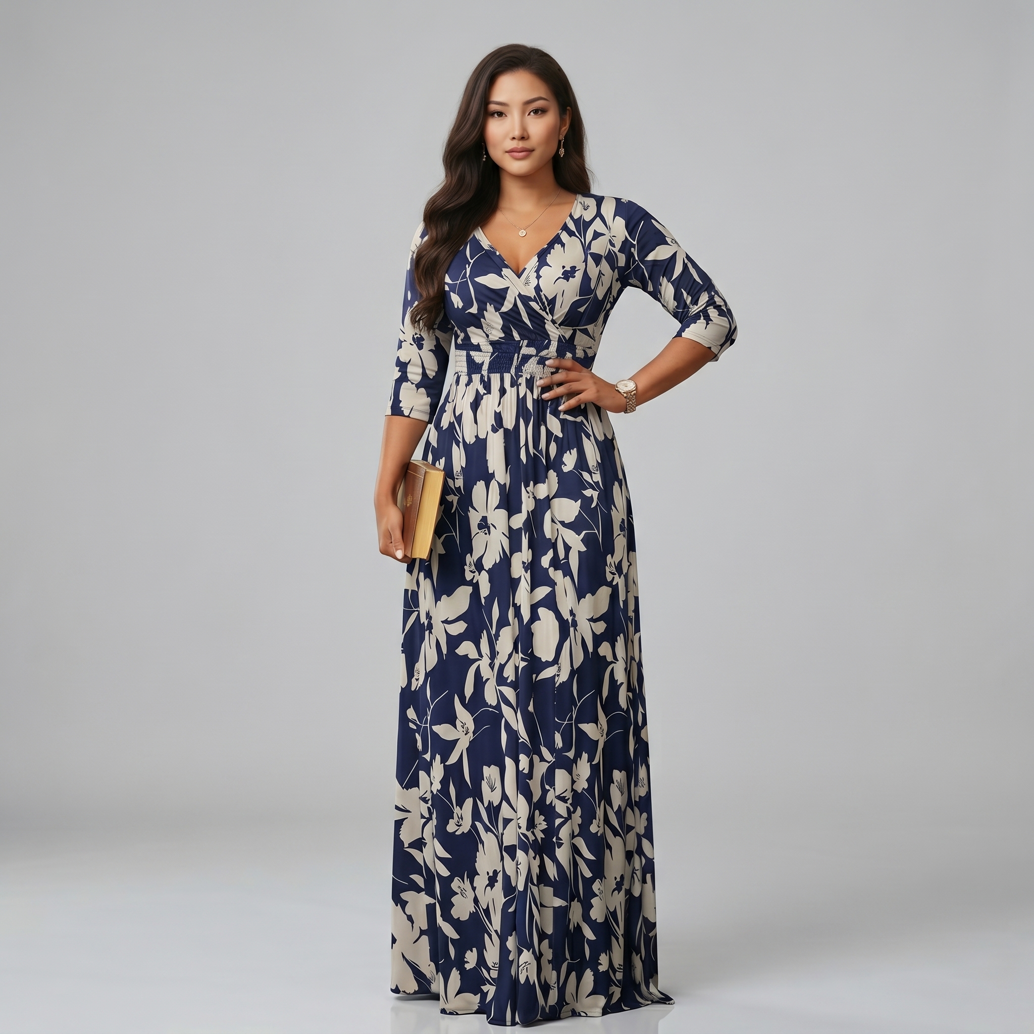 Casual And Summer V Neck Maxi Dress Pockets For Women