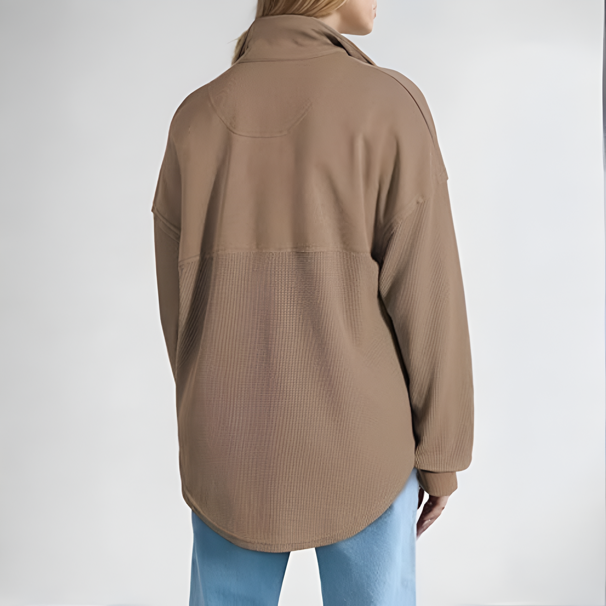 Casual Waffle Knit Half Zip Sweatshirt Pullover With Loose Fit For Women