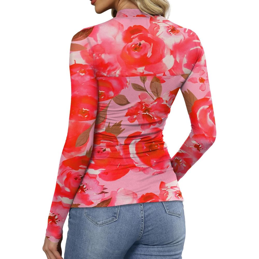 Mesh Long Sleeve Shirts Fashion Clothing Turtle Necks