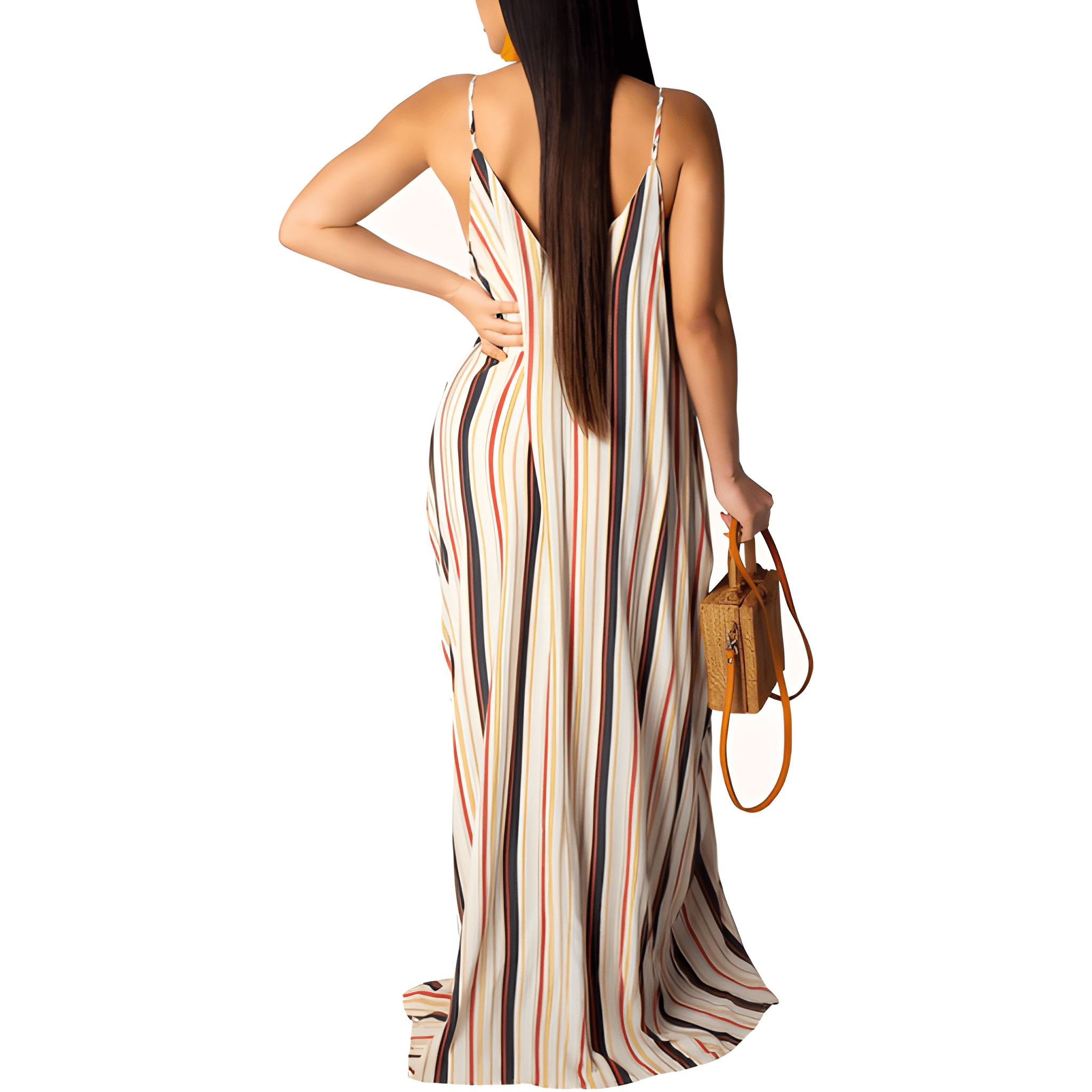 Women's Floral Print Sleeveless Maxi Dress With Pockets