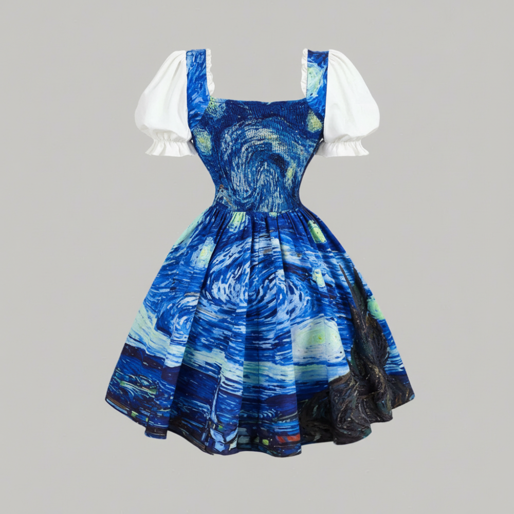 Cherry Printed A Line Summer Casual Dress For Women