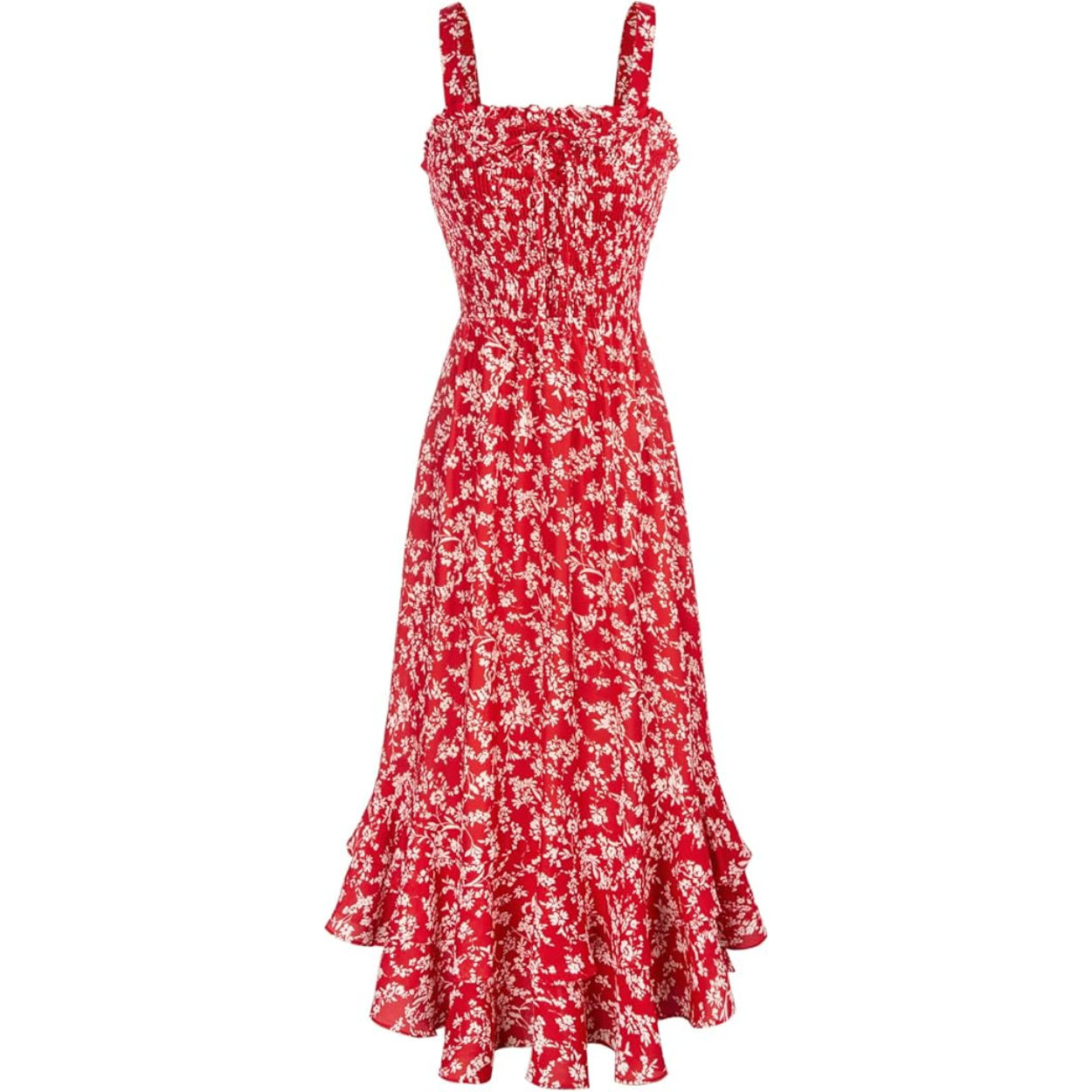 Floral Boho Maxi Dress With Strappy Design And Swing Style For Women