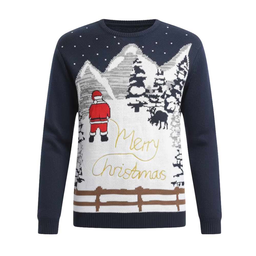 Ugly Christmas Sweater With Santa Design Print