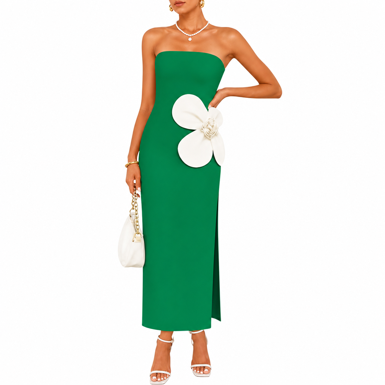 Summer And Strapless Ribbed Bodycon Floral Backless Cocktail For Women