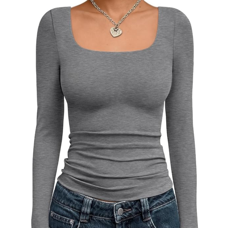 Womens Long Sleeve Shirts Crop Tops Fall Fashion