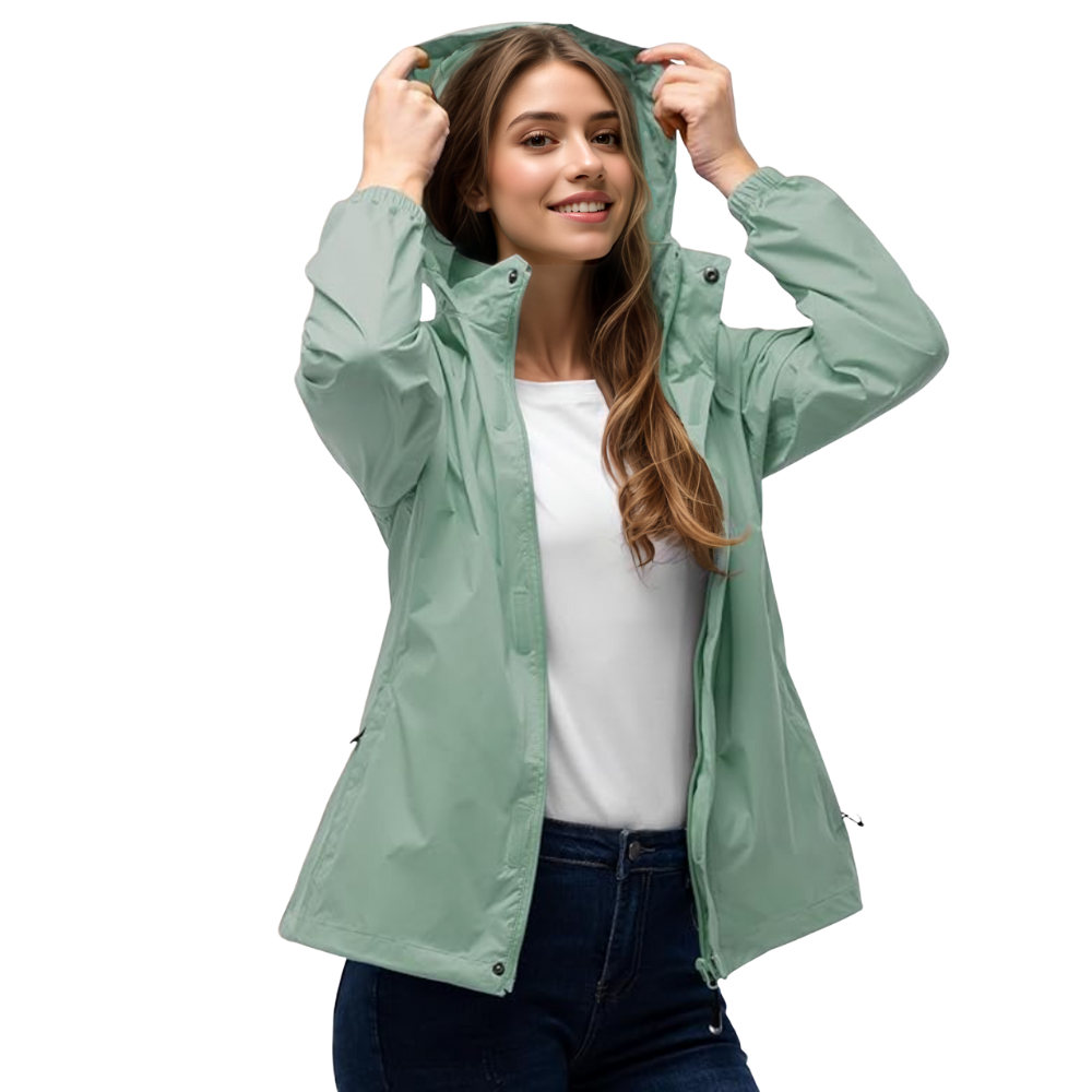 Women Waterproof Packable Rain Jacket with Hood for Travel