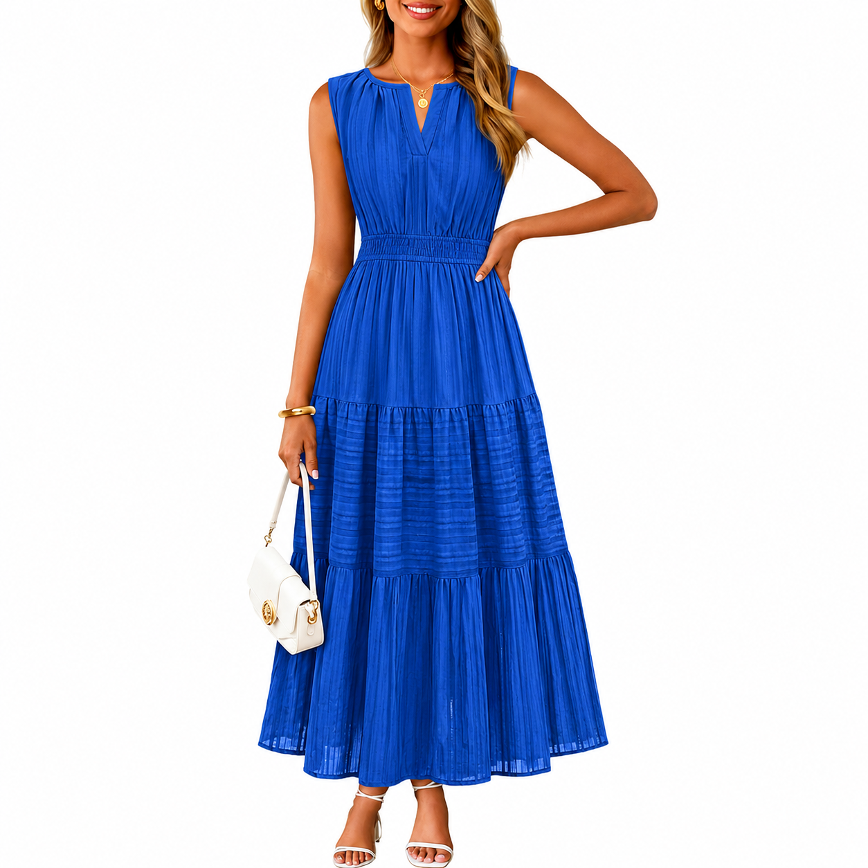 Summer Spring Casual Boho V Sleeveless Maxi Dress For Women