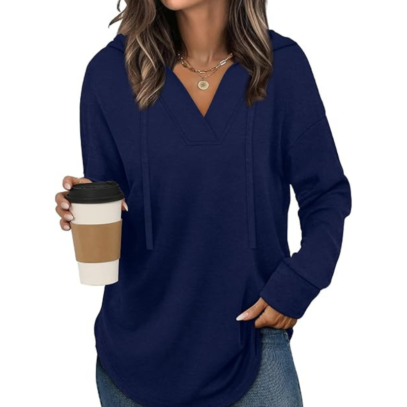 Hoodies For Women Trendy Fall Fashion V Neck Oversized Sweatshirt 