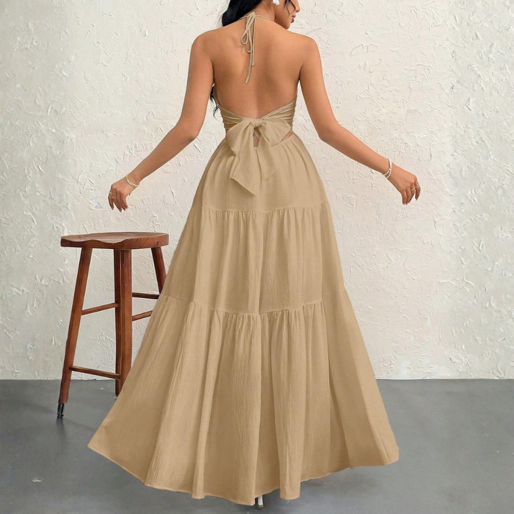 Summer And Beach Halter V Neck Casual Maxi For Women
